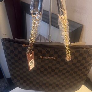 Brown Checkered Women's Bag
